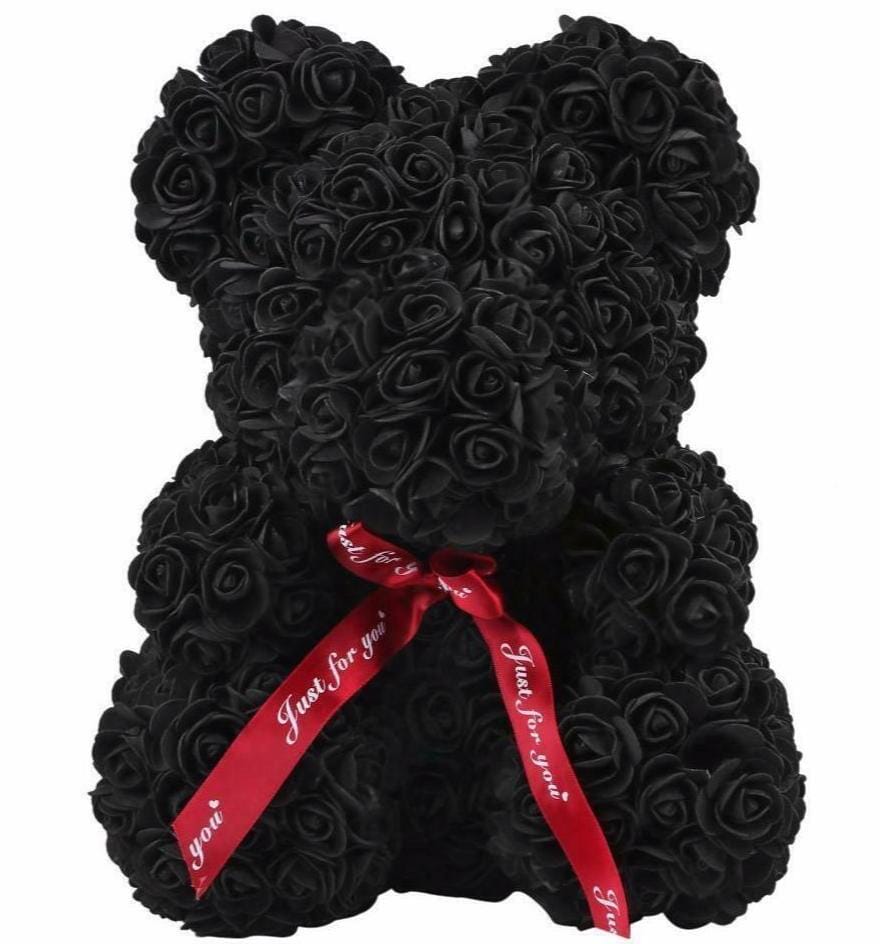 Black Foam Forever Rose Teddy Bear Flower Luxe Flowers Delivered