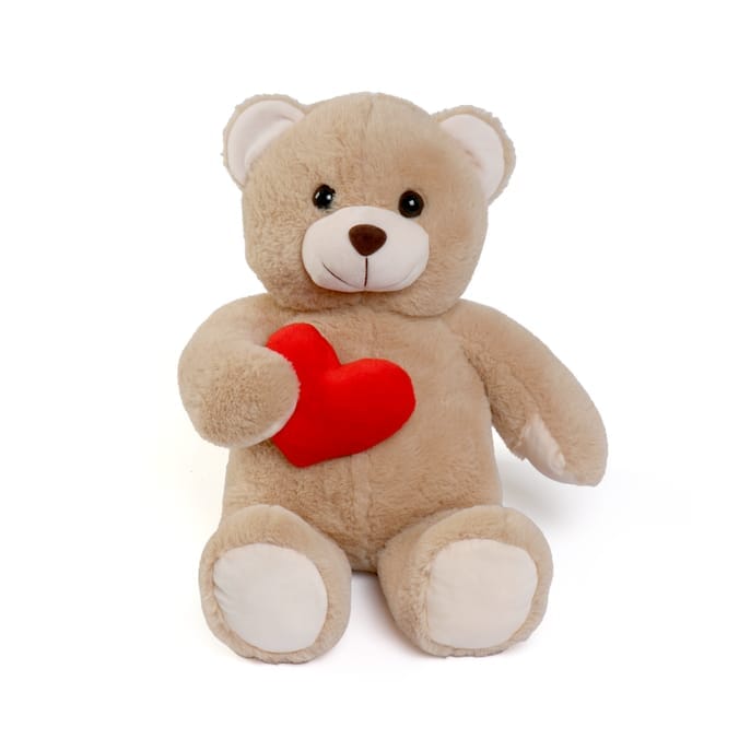 Brown Plush Teddy with Heart 50cm