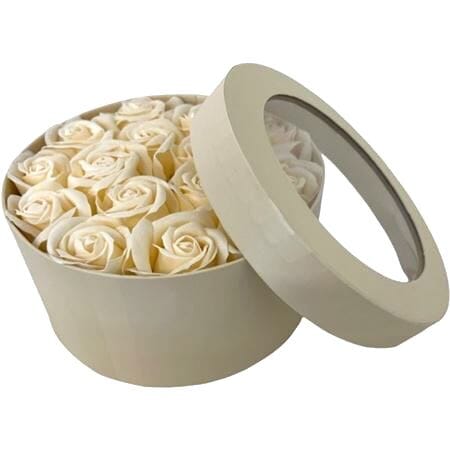 Champagne Scented Forever Roses in White Hat Box – Luxurious Artificial Roses