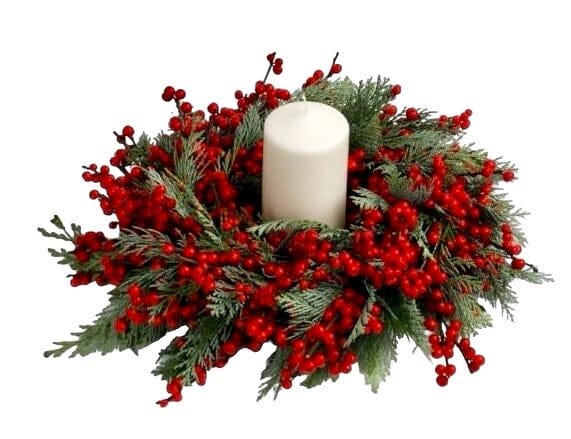 Conifer and Ilex Berry Festive Centerpiece