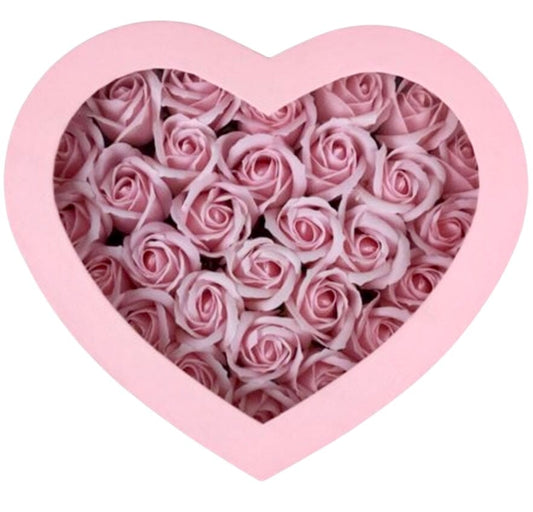 Heart Shaped Box with Pink Scented Artificial Roses