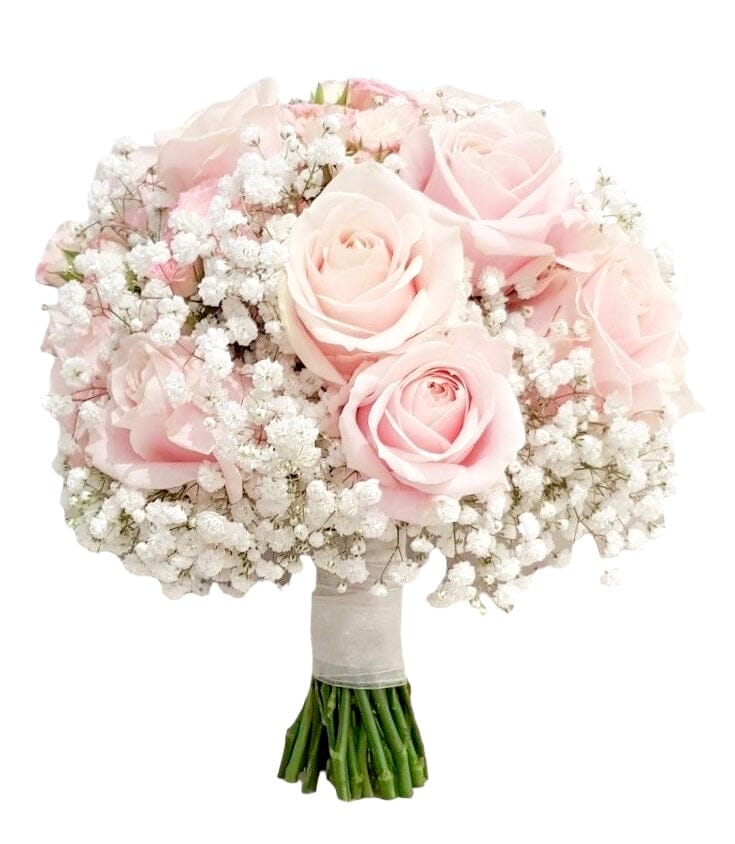 Light Pink Roses with Gypsophila Wedding Bouquet