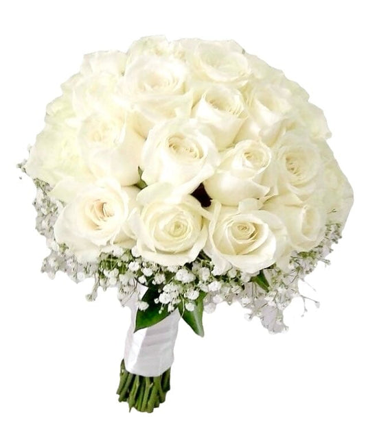 Luxury White Roses Wedding Bouquet