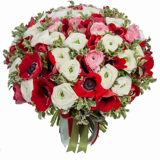 Ranunculus with Red Anemone Bouquet