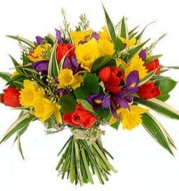 Spring Bouquet of Daffodils with Tulips and Iris