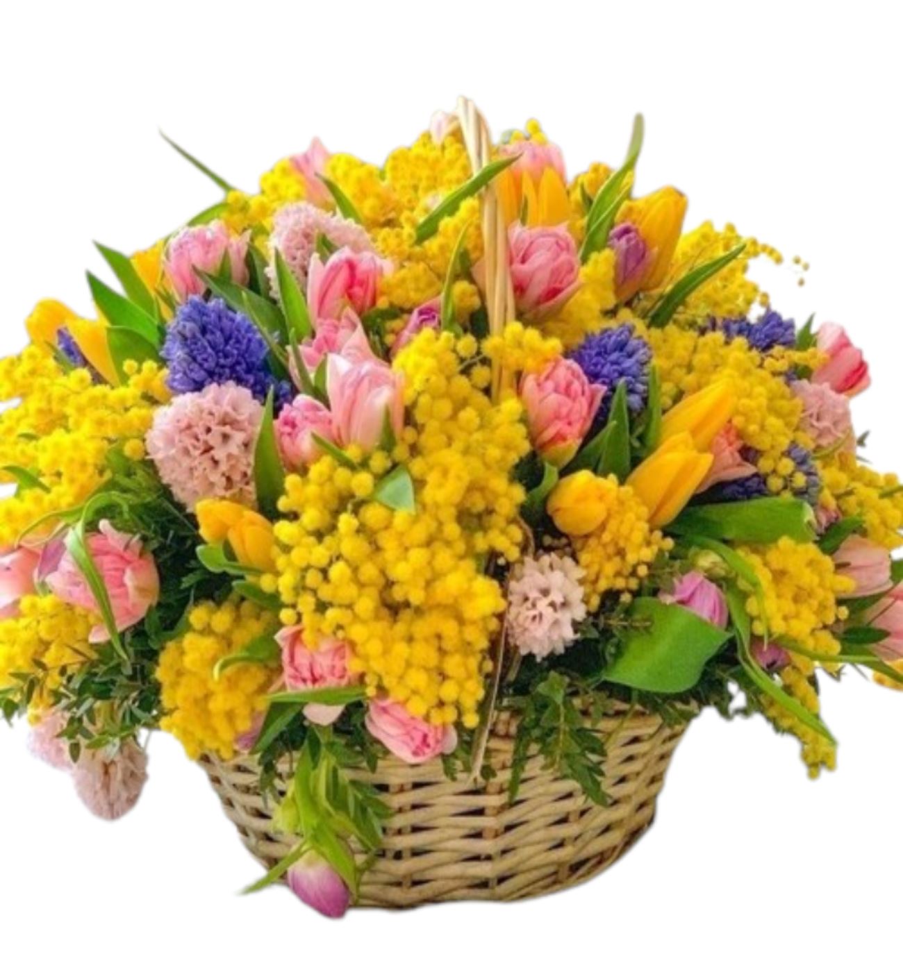 Vibrant Spring Basket with Mimosa