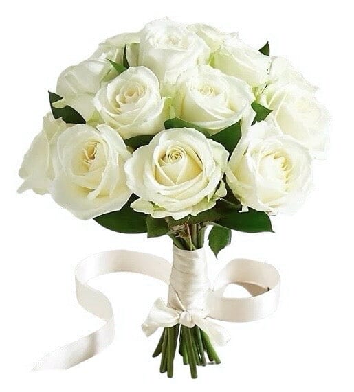 White Avalanche Roses Wedding Bouquet