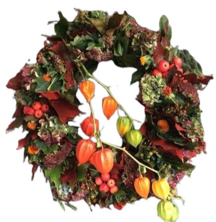 Autumn Wreath with Chinese Lanterns