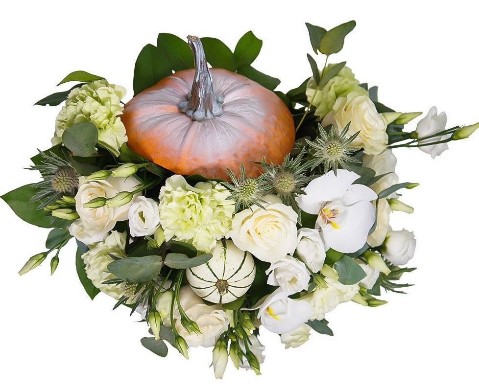 Elegant White Flowers in Pumpkin