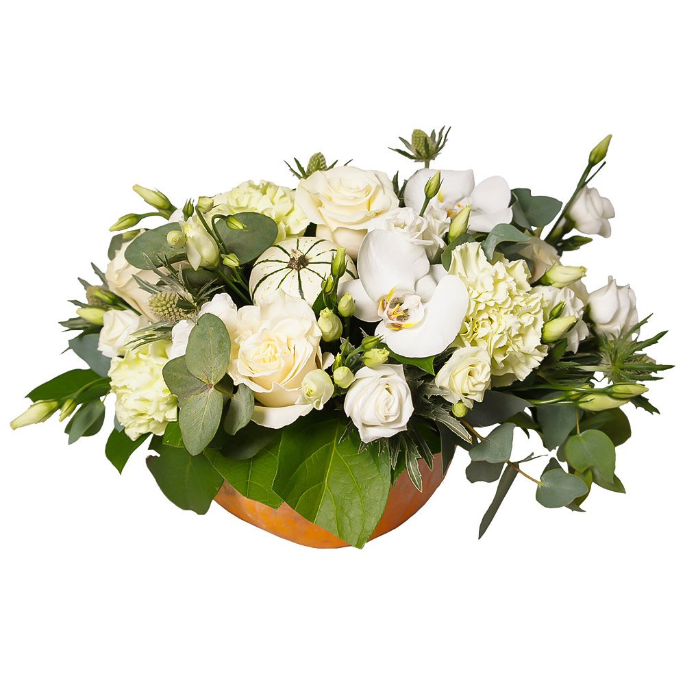 Elegant White Flowers in Pumpkin