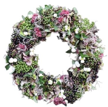 Green and Black Berry Door Wreath