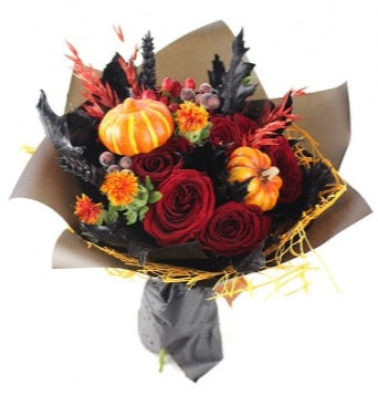 Halloween Dark Bouquet with Pumpkin