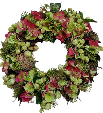 Hydrangea and Hops Autumn Wreath