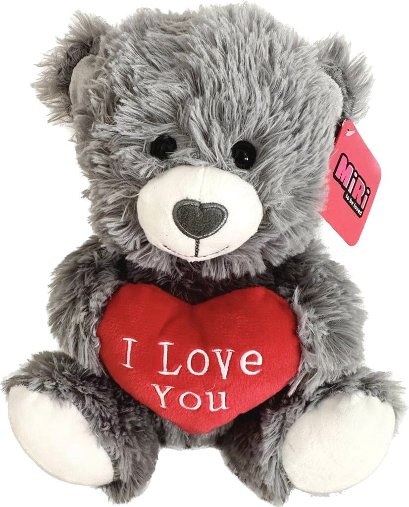 I love You Grey Plush Teddy 33cm