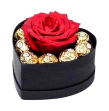 One Fresh Rose with Chocolates