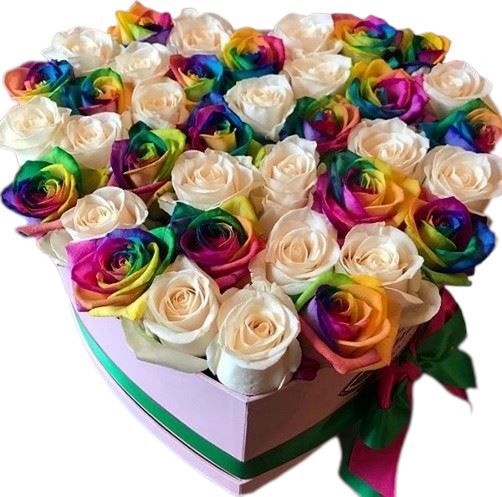 Rainbow and White Roses Box