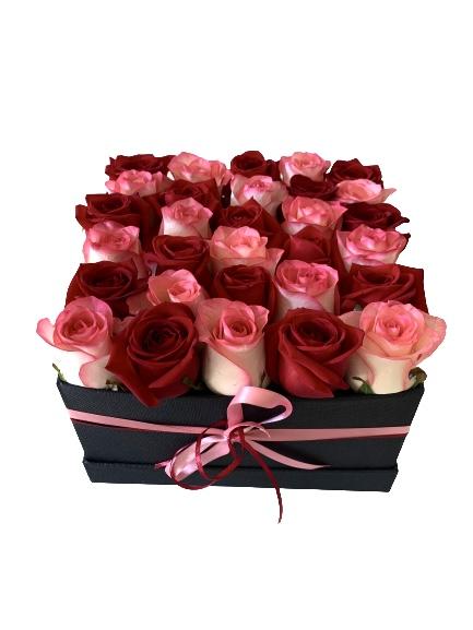 Red and Blush Roses Box